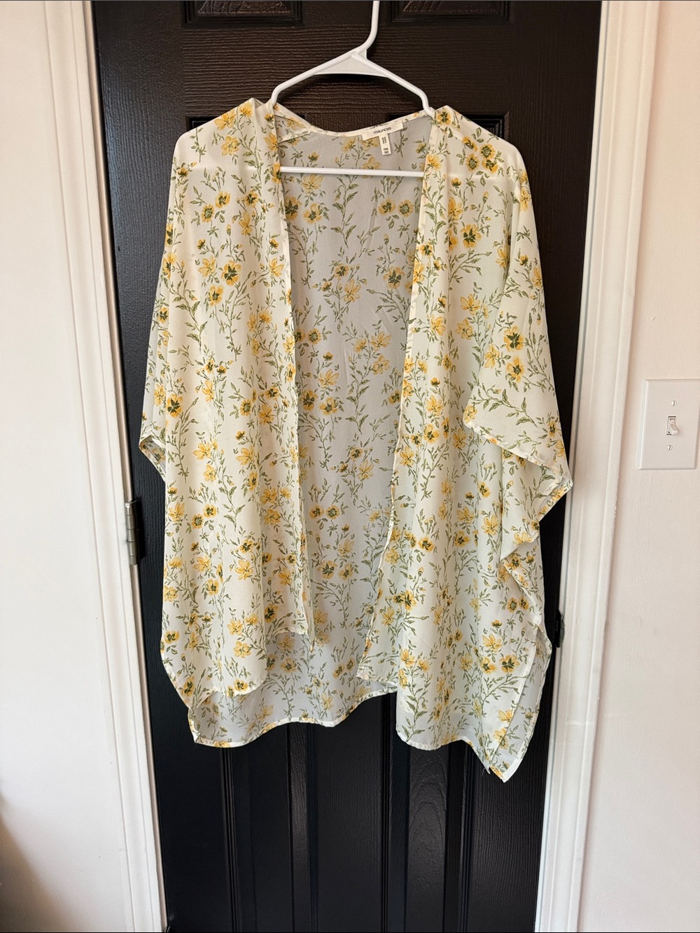 Maurices Sheer Floral Kimono Cardigan - Yellow & Green